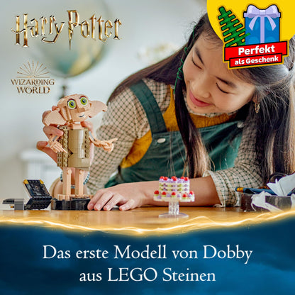 LEGO Harry Potter Dobby the House Elf Set, movable iconic figure, toy, bedroom accessory & decor, character collection, gift for girls, boys, teens, and all fans aged 8 and up 76421