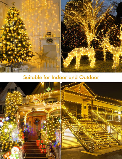 GYLIFEY outdoor fairy lights 100m Christmas fairy lights 800LED with remote control, waterproof LED fairy lights for Christmas decoration, warm white.