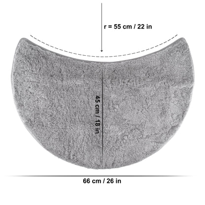 fluffy® round shower mat made of microfiber with non-slip bottom (crescent | shower radius 55 cm, gray)