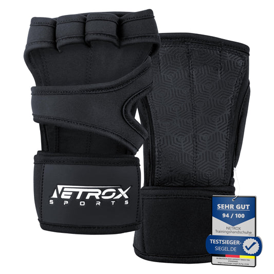 NetroxSports - Training gloves with wrist support for strength training - Fitness gloves for gym with wrist protection for men & women - Sports gloves for fitness training.