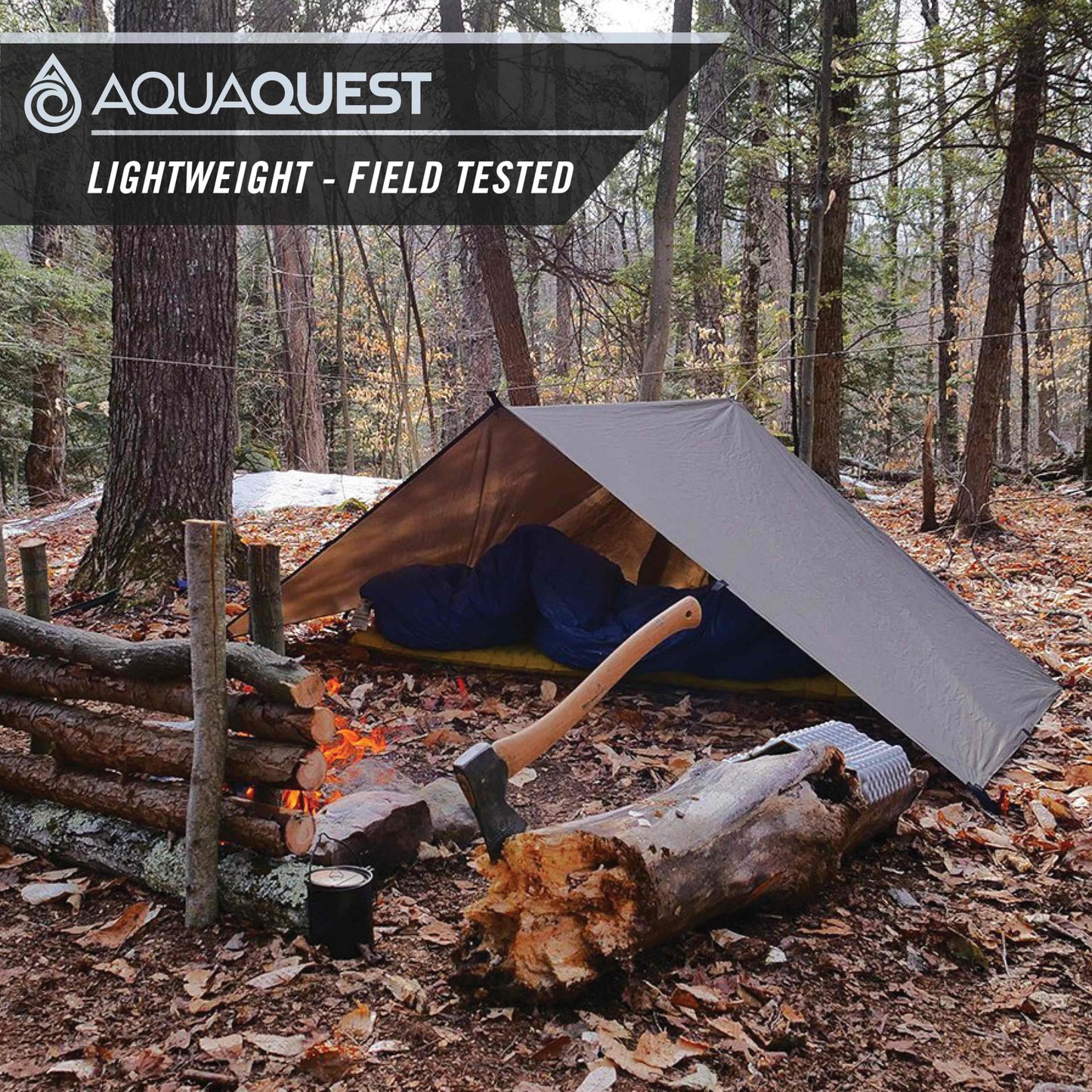 AquaQuest Safari waterproof camping tarp - Lightweight sunshade or rain shelter - Hiking, backpacking, & hammock, 6 x 4 m Olive Green