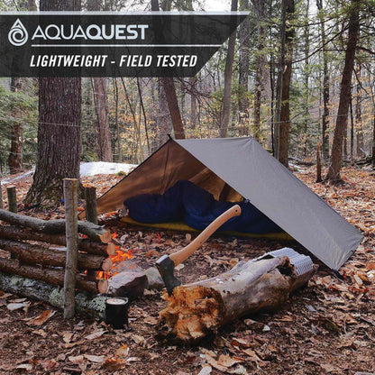AquaQuest Safari waterproof camping tarp - Lightweight sunshade or rain shelter - Hiking, backpacking, & hammock, 6 x 4 m Olive Green