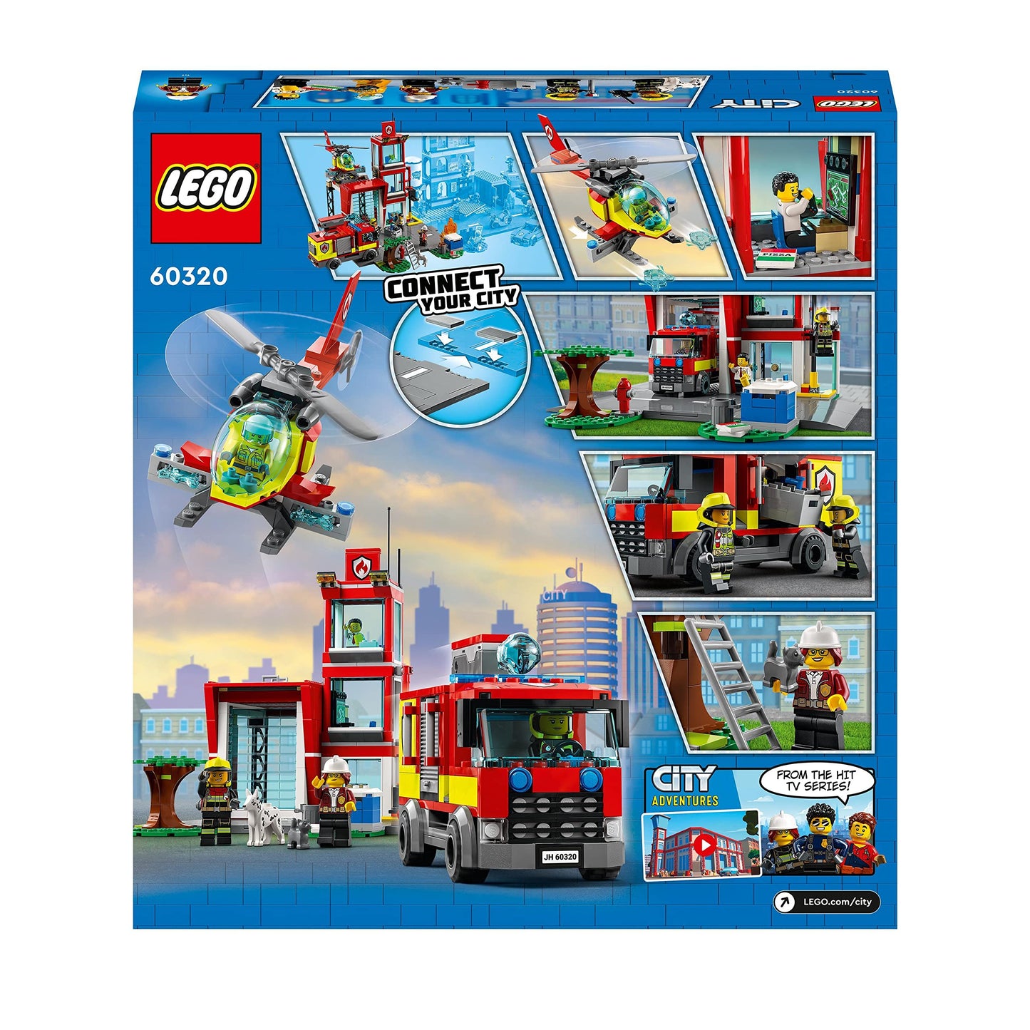 LEGO 60320 City Fire Station, fire brigade toy for children aged 6 and up with garage, fire engine and helicopter, fire station toy for boys and girls.