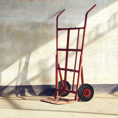 4 x hand truck wheel, 3.00-4, air-filled, spare wheel with plastic rim, 260x85mm, Ø axle 25mm, complete wheel, black-red