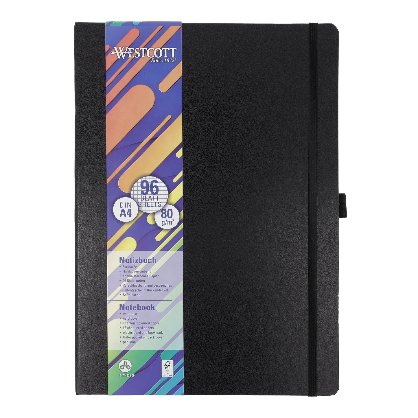 Westcott notebook A4 squared | 192 pages in elegant hardcover binding & Faber-Castell 241189 - Ballpoint pen Poly Ball, urban navy blue, 1 piece, with replaceable refill, document proof