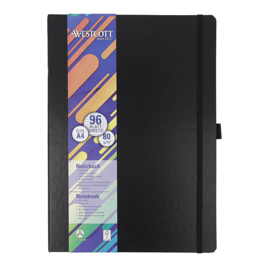 Westcott notebook A4 squared | 192 pages in elegant hardcover binding & Faber-Castell 241189 - Ballpoint pen Poly Ball, urban navy blue, 1 piece, with replaceable refill, document proof
