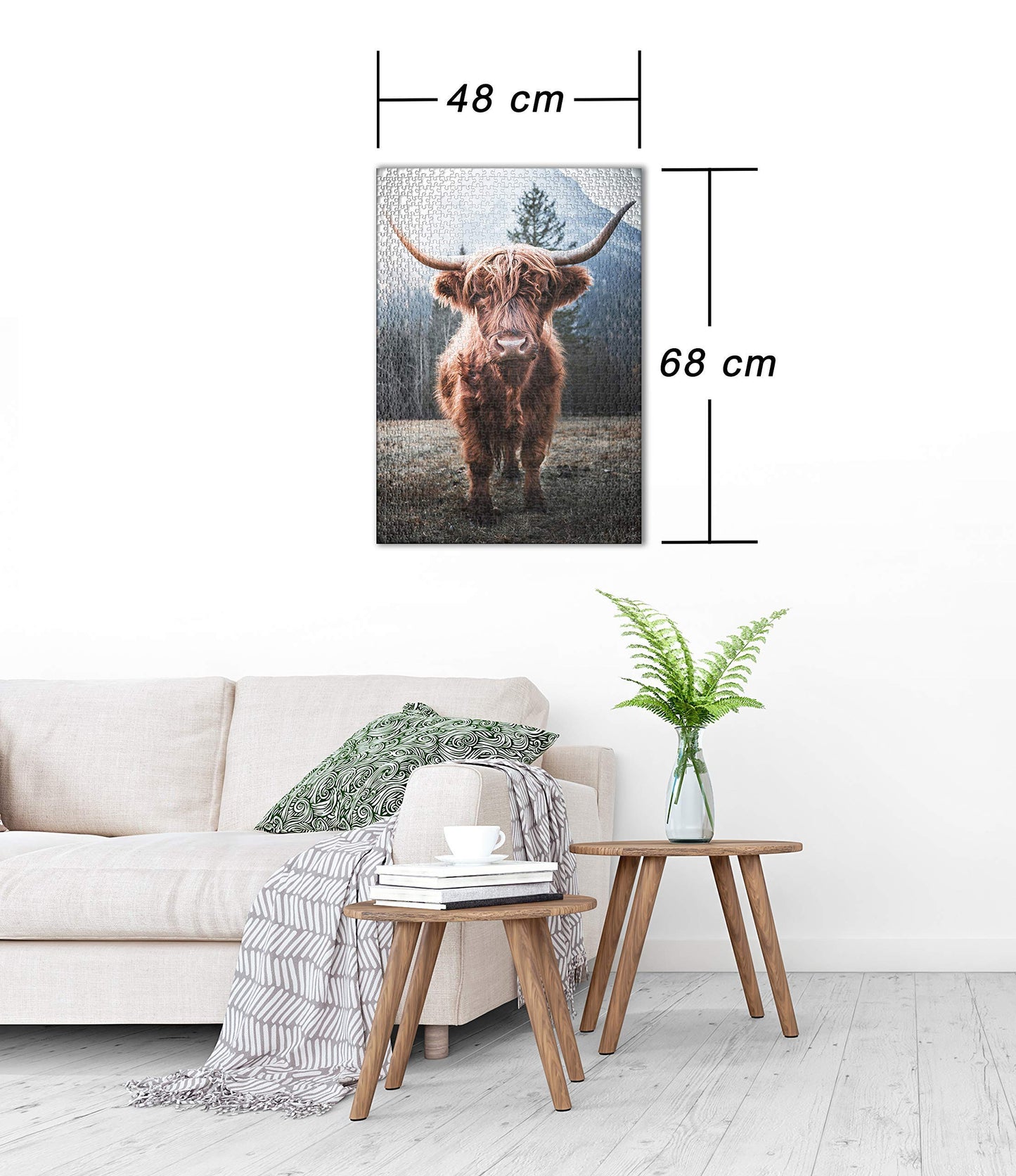 Ulmer Puzzle Forge - Animal Puzzle "Highland" - Classic 1000 piece puzzle - Puzzle motif of a powerful Highland cattle in the cow pasture in front of a frosty Alpine backdrop.