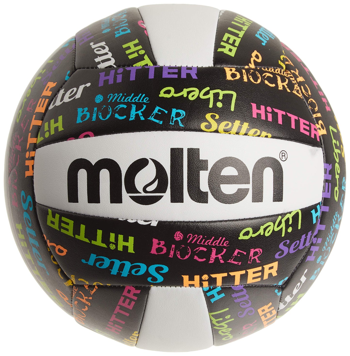 Molten Volleyball Positions Recreational Volleyball, Black/Neon colors, official product, MS500-VBP