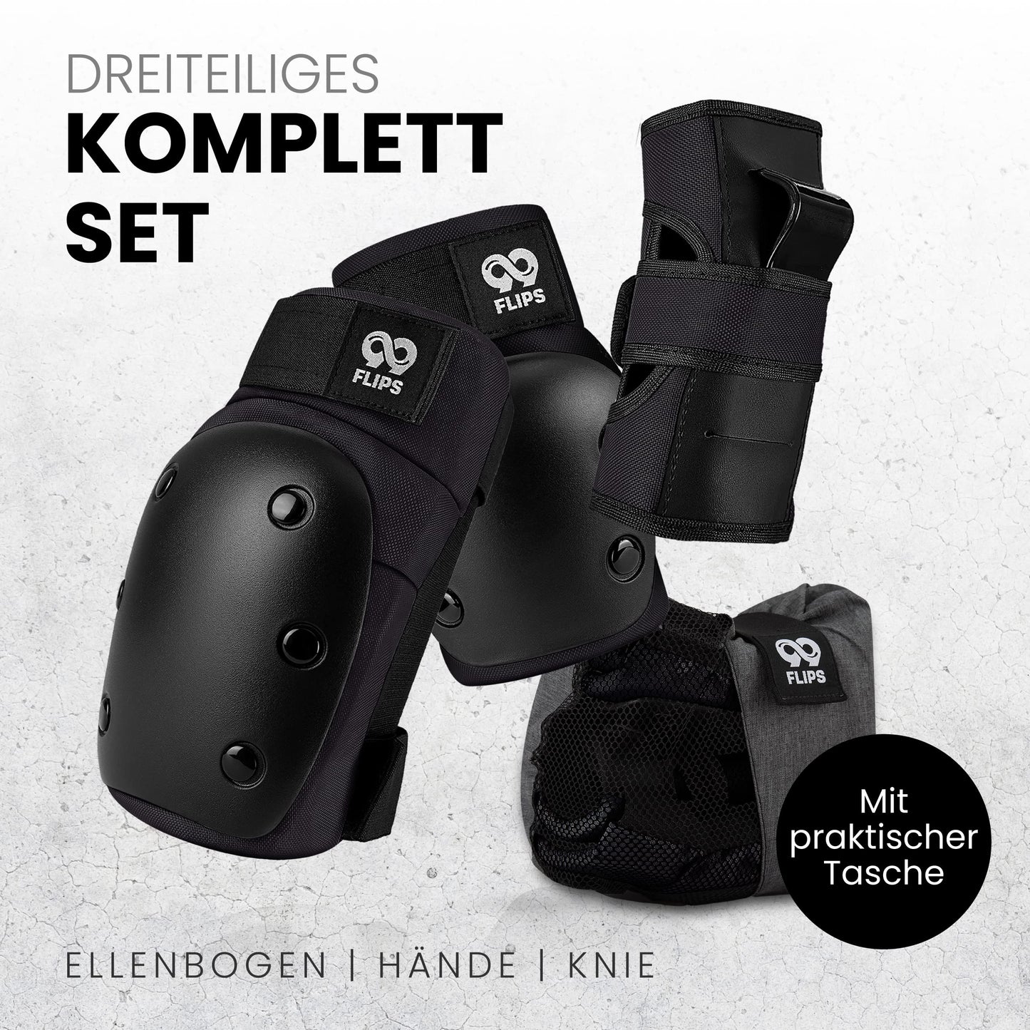 99FLIPS Adult Inline Skating Guards with GS [6 piece set] DIVE - M in Black - Women's Inline Skating Guards Adult - Knee Guards for Children 12 years old protectors Skateboard