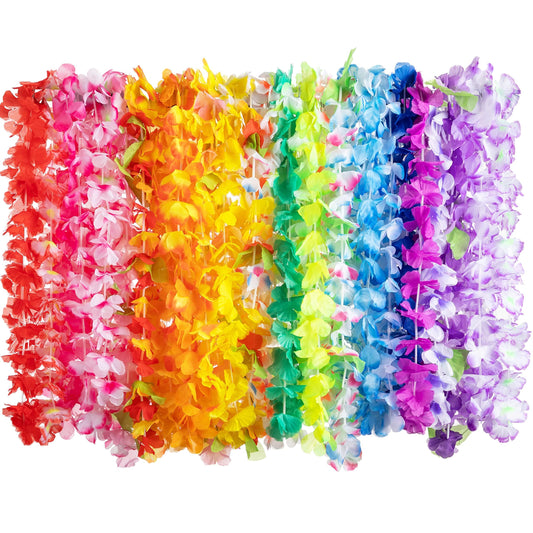 JOYIN 60 Pieces Hawaiian Leis Necklace, Tropical Luau Flower Lei for Dress, Party Favors, Beach, and Themed Birthday (5 Dozen)