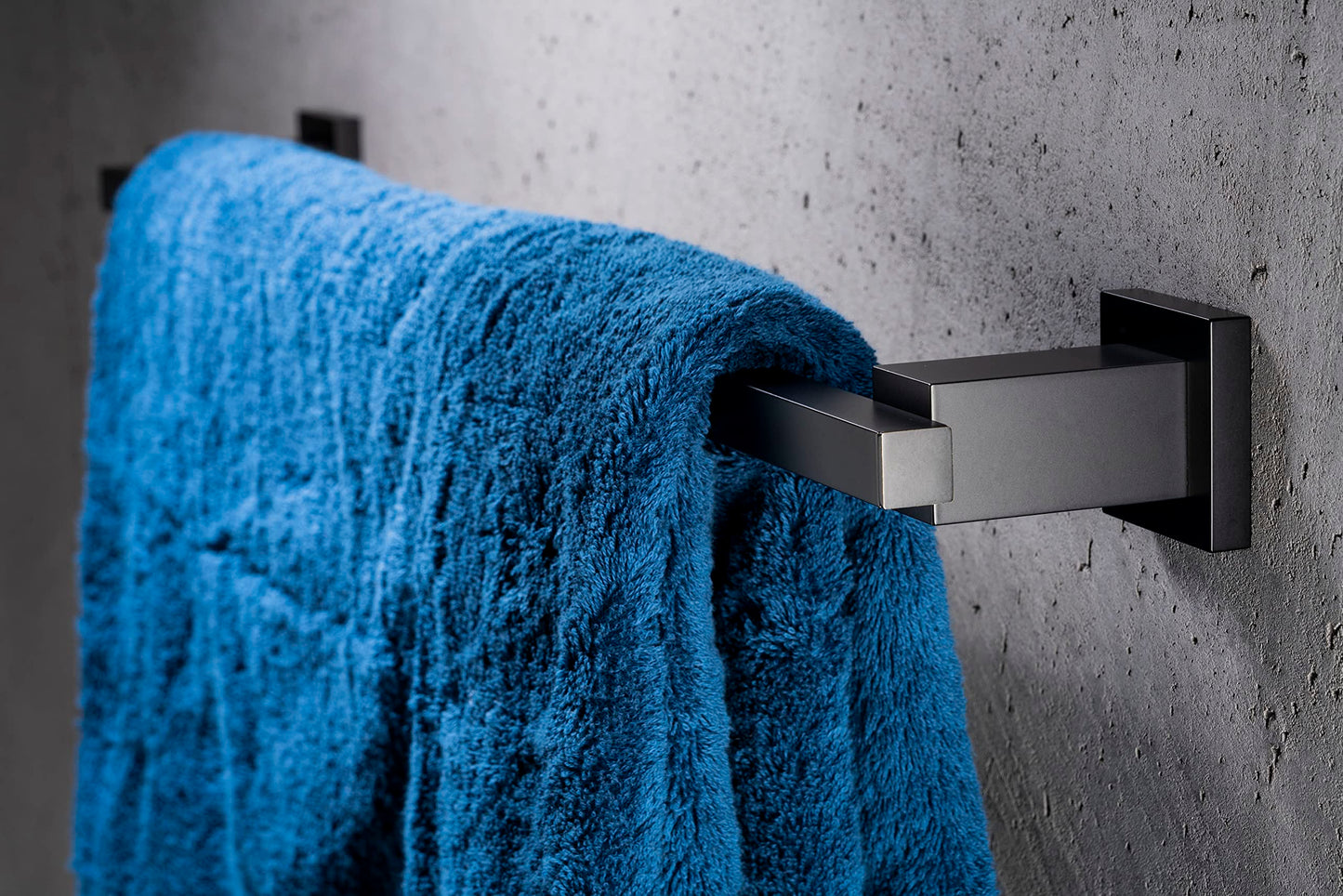 Sagittarius One 270S1-B towel holder in matt black | 70cm bathroom towel holder | Brass black towel bar | Black wall towel holder | Rust-free square towel holder