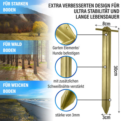Turinto® 8X Pieces sturdy tent pegs for secure camping and outdoor experiences [Extra Strong Welded Seams] made of extra strong and durable steel with T-profile for maximum stability Length 30 cm.