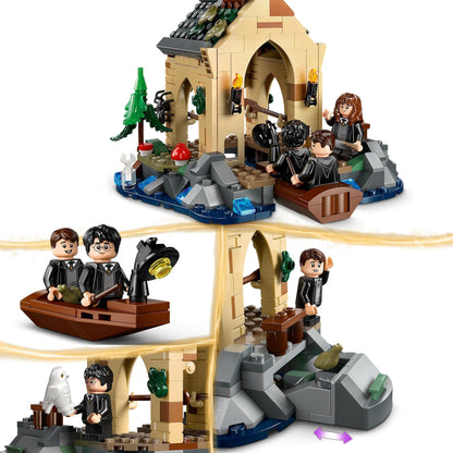 LEGO Harry Potter Hogwarts Castle Boathouse toy model for kids, includes 2 buildable boats and 5 minifigures, gift for girls, boys, and all fans ages 8+ 76426