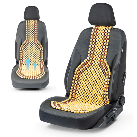 Walser CarComfort wooden bead seat cushion, seat cover with wooden balls, massage car seat cushion made of wood, universal natural seat mat 13550