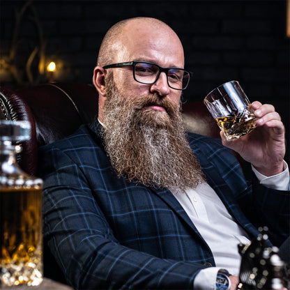 WHISISKEY Whiskey Glasses Set - Whiskey Gift Set Glass - Whiskey Glasses - Men's Gifts - Men's Gifts - Birthday Gift Man - Gift Box, 2 Rum Glasses x 310ML, 8 Whiskey Stones