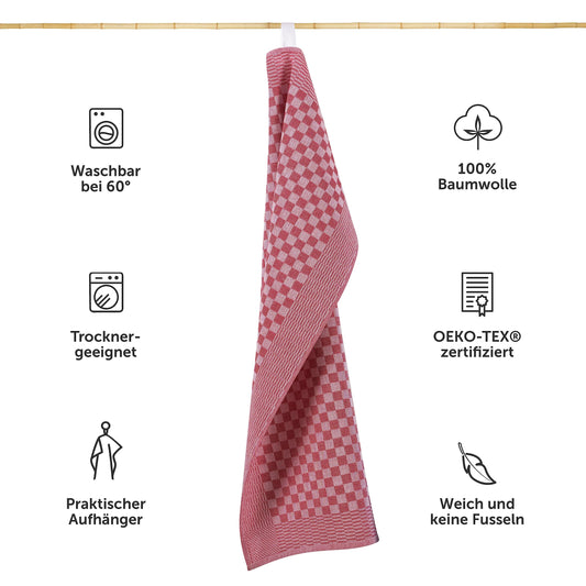Blumtal Dish Towels Cotton 50x70 cm in a Set of 10 - Oeko-TEX certified Kitchen Towels - extremely absorbent Dish Towels - Kitchen towels washable at 95 °C - Dish Towels Red-White Checkered