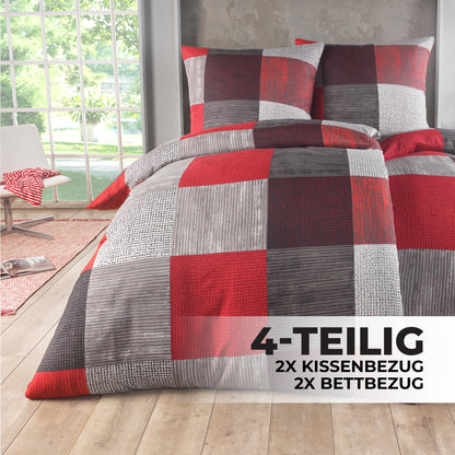 Kuscheli® bed linen 135x200 4 pieces | ÖkoTex certified & suitable for allergy sufferers | Bedding set with 2 duvet covers 135 x 200 & pillowcases 80x80 each | modern & high quality, Color: D04