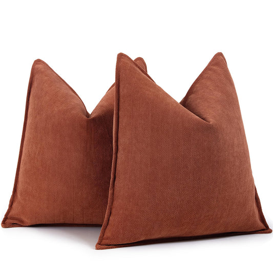 ZWJD Rust Pillow Cover 60x60 2-Pack Chenille Pillowcases Sofa Cushion Covers with elegant design, soft and luxurious decorative throw pillows for couch, bed, and home décor.