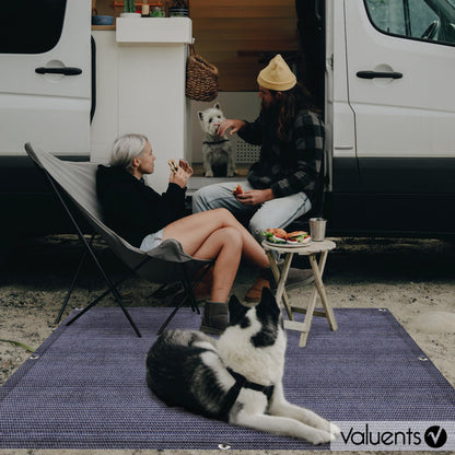Valuents] Awning Carpet - blue/grey - 300x500cm - Camping Rug Outdoor - Tent Carpet Caravan/Camper including carrying bag + clothesline & 8X T-pegs