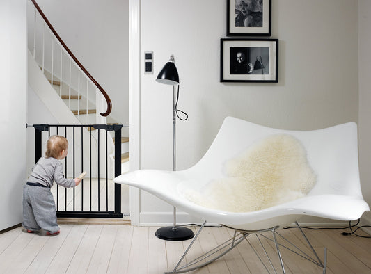 BabyDan Premier, extra wide pressure-mounted stair gate, 112-119.3 cm, door guard/barrier/baby gate/safety gate, metal, black, Made in Denmark (dog gate)