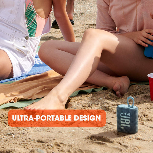 JBL GO 3 small Bluetooth speaker in blue - Waterproof, portable speaker for on-the-go - Up to 5h playback time with just one battery charge