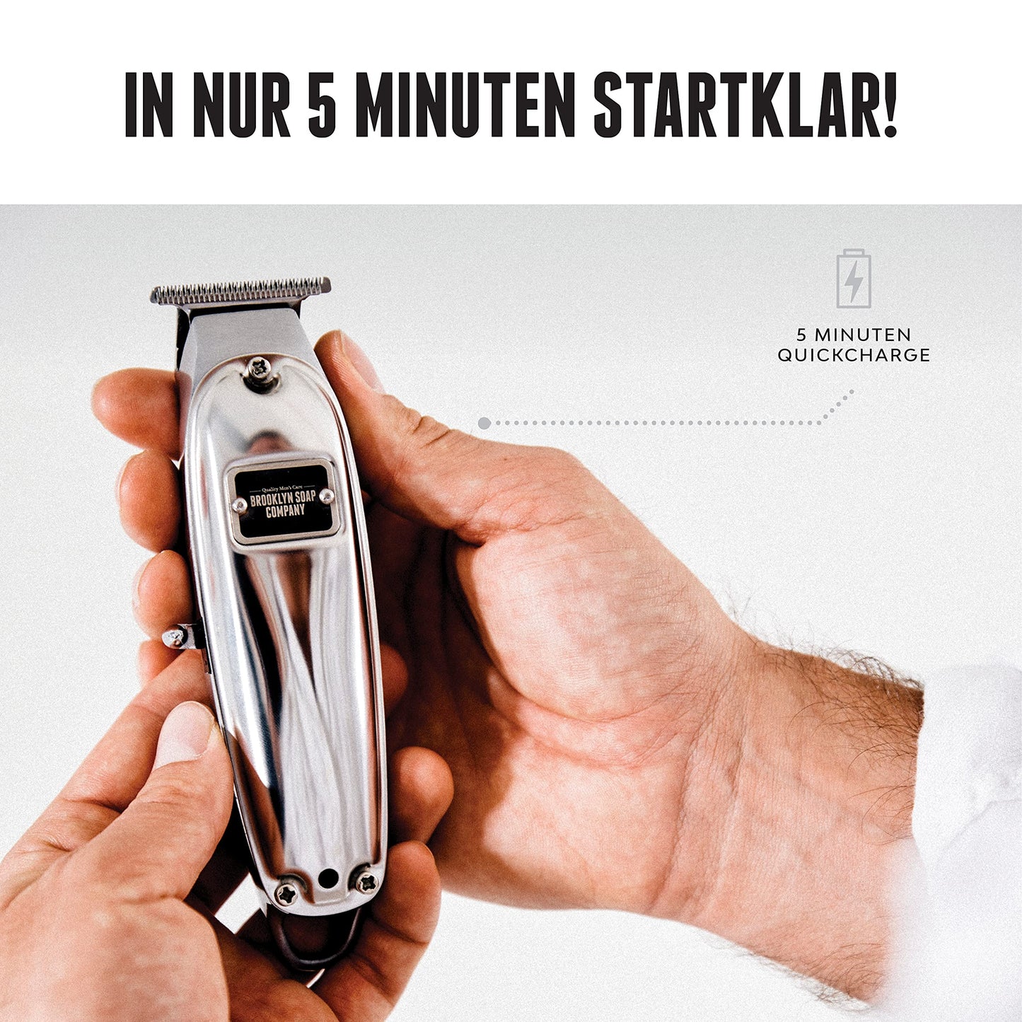 Brooklyn Blade® · Brooklyn Soap Company · Professional home beard trimmer · Stainless steel trimmer with 5 attachments for all beard lengths
