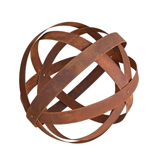 ESTEXO Rusty Decorative Sphere Rust Sphere Garden Sphere Metal Band Strip Iron Garden Decoration Rust Metal 50 cm