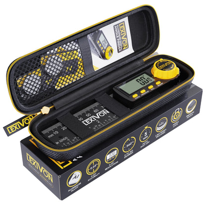 LEXIVON Digital Protractor made of aluminum, 130mm, Digital Angle Finder Multi-Purpose Angle Measuring Tool, includes XL display and durable zippered pouch (LX-DAF5)
