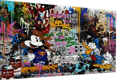 Magic Canvas Art Mickey Mouse Donald Duck Pop Art canvas picture 1-piece High-quality art print wall art - B8351, Material: canvas, Size: 120x80 cm