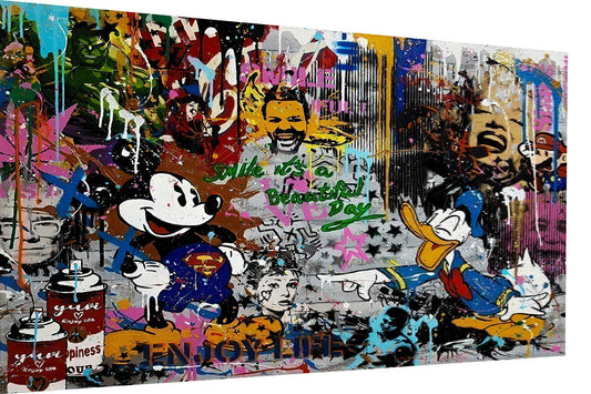 Magic Canvas Art Mickey Mouse Donald Duck Pop Art canvas picture 1-piece High-quality art print wall art - B8351, Material: canvas, Size: 120x80 cm