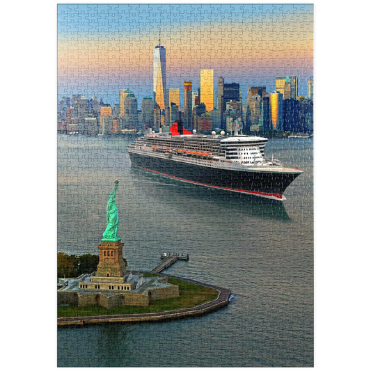 MyPuzzle Statue of Liberty, featuring Queen Mary 2 and One World Trade Center, Manhattan, New York, USA - Premium 1000 piece puzzle - MyPuzzle Special Collection by Puzzle Galaxy