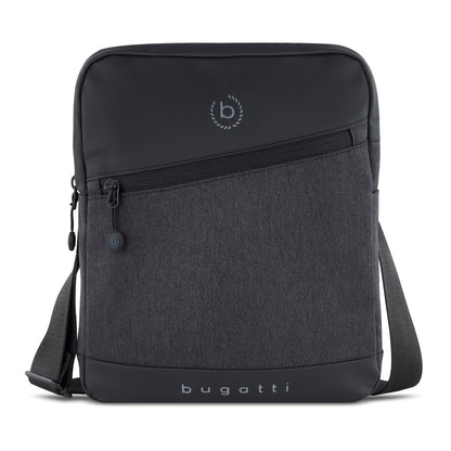 Bugatti's Universe men's shoulder bag with tablet compartment, small black shoulder bag.