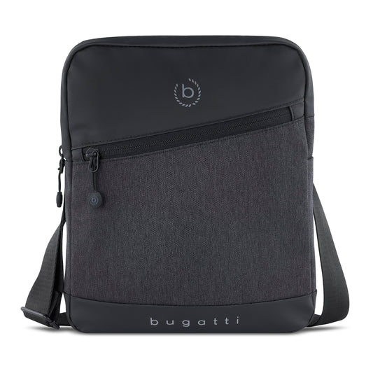 Bugatti's Universe men's shoulder bag with tablet compartment, small black shoulder bag.