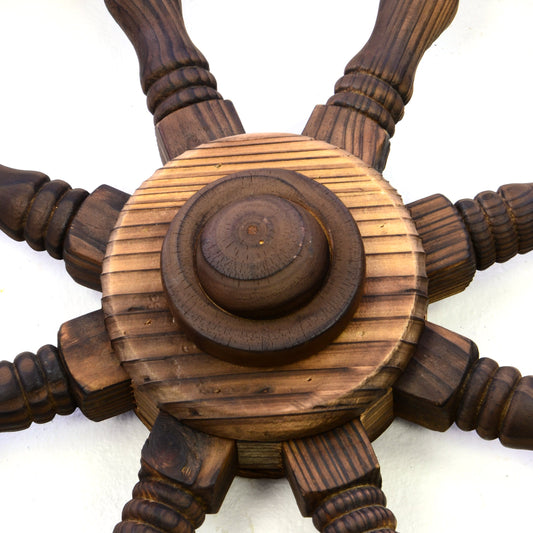 Nexos ship's wheel wooden wheel Ø 80 cm 8 spokes color brown Outer thickness 5 cm Decorative wheel wall decoration spoke wheel patio decor cabin decor barn decor ship's wheel