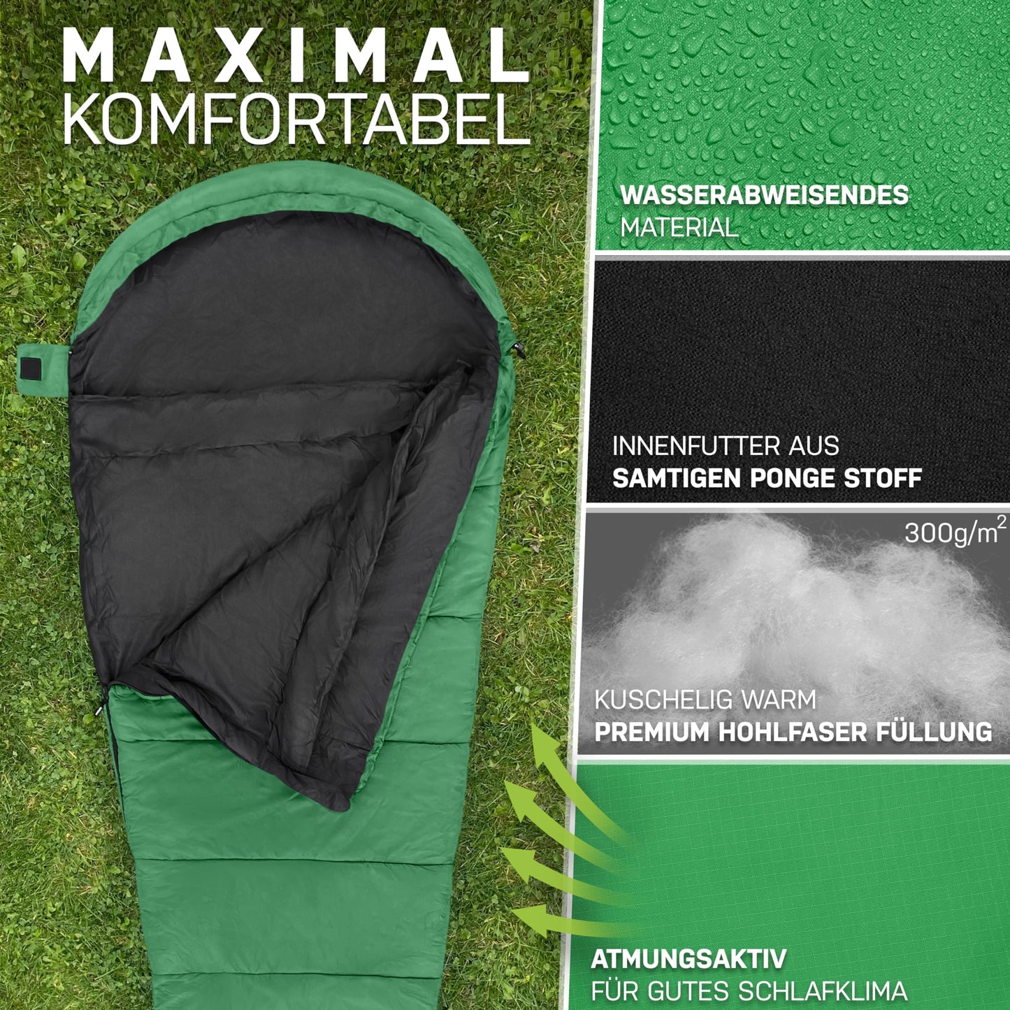 NORDBAER® Sleeping Bag 3 Seasons & Summer Ultralight [750g/1500g] | Camping Mummy Sleeping Bag | compact size [100GSM/300GMS] | Outdoor Travel Hostel Sleeping Bag | Summer Sleeping Bag