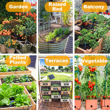 RISINGUP Solar Irrigation System for 30 pots, Plant Watering Devices Solar-powered automatic DIY irrigation system, garden irrigation system with 12 time modes for outdoor gardens.