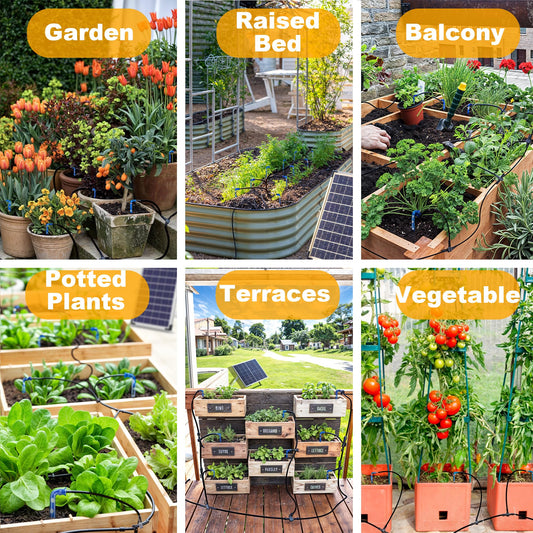 RISINGUP Solar Irrigation System for 30 pots, Plant Watering Devices Solar-powered automatic DIY irrigation system, garden irrigation system with 12 time modes for outdoor gardens.