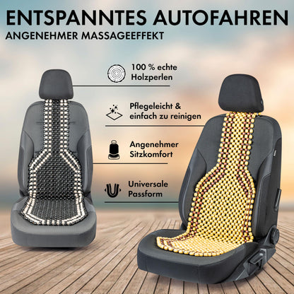 Walser CarComfort wooden bead seat cushion, seat cover with wooden balls, massage car seat cushion made of wood, universal natural seat mat 13550