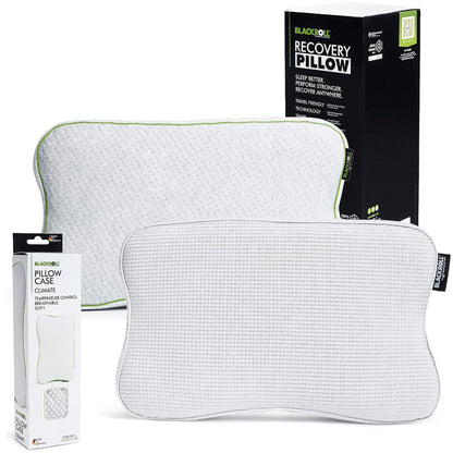 BLACKROLL® Recovery Pillow Set Climate (50 x 30 cm), pillow with additional Climate cover, ergonomic head pillow with Travel Bag, neck pillow made of Viscose Memory Foam, Made in Germany.