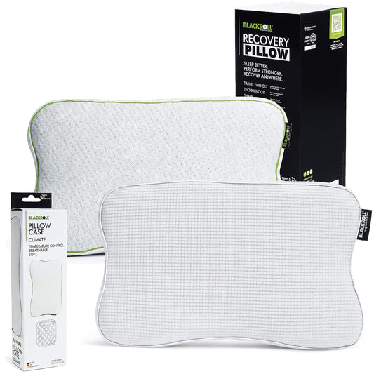 BLACKROLL® Recovery Pillow Set Climate (50 x 30 cm), pillow with additional Climate cover, ergonomic head pillow with Travel Bag, neck pillow made of Viscose Memory Foam, Made in Germany.