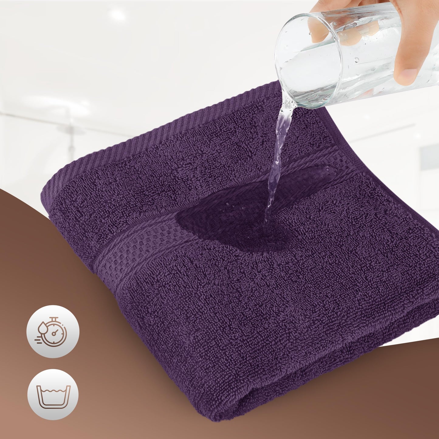 Utopia Towels - 6 pack of Terry hand towels 50x100 cm with hanging loop, medium size towels 100% cotton soft and absorbent towel set (Plum)