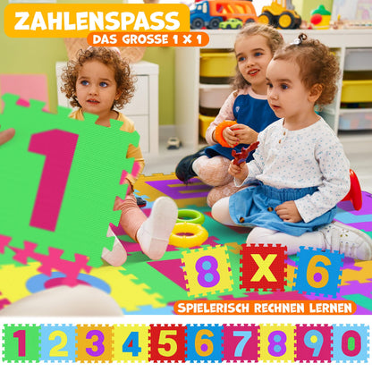 KIDIZ® play mat 86 PCS play carpet puzzle mat children's carpet protection mat children's play carpet foam mat ABC learning carpet puzzle carpet puzzle numbers letters size per mat approx. 31.5x31.5cm colorful