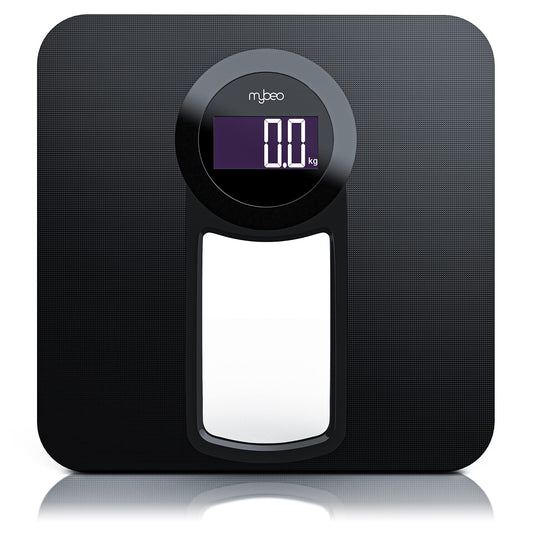 Bathroom scale, body scale with high-precision sensors, digital scale with step-on technology, weight scale made of safety glass, scale with LCD display and LED backlight.