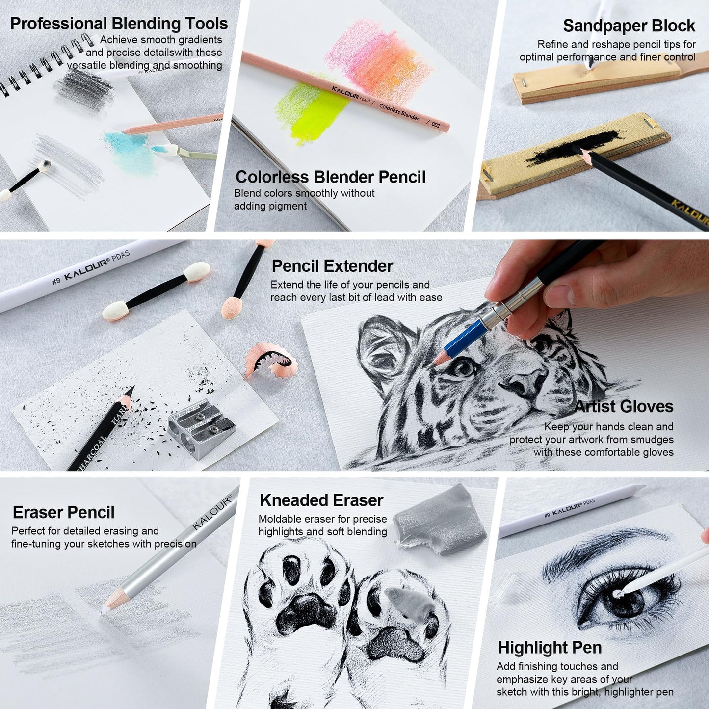 KALOUR 154-piece art supplies set - sketching and drawing set with sketchbook, tutorial book, drawing paper - graphite, colored, charcoal, watercolor, and metallic pencils - drawing tools for artists and.