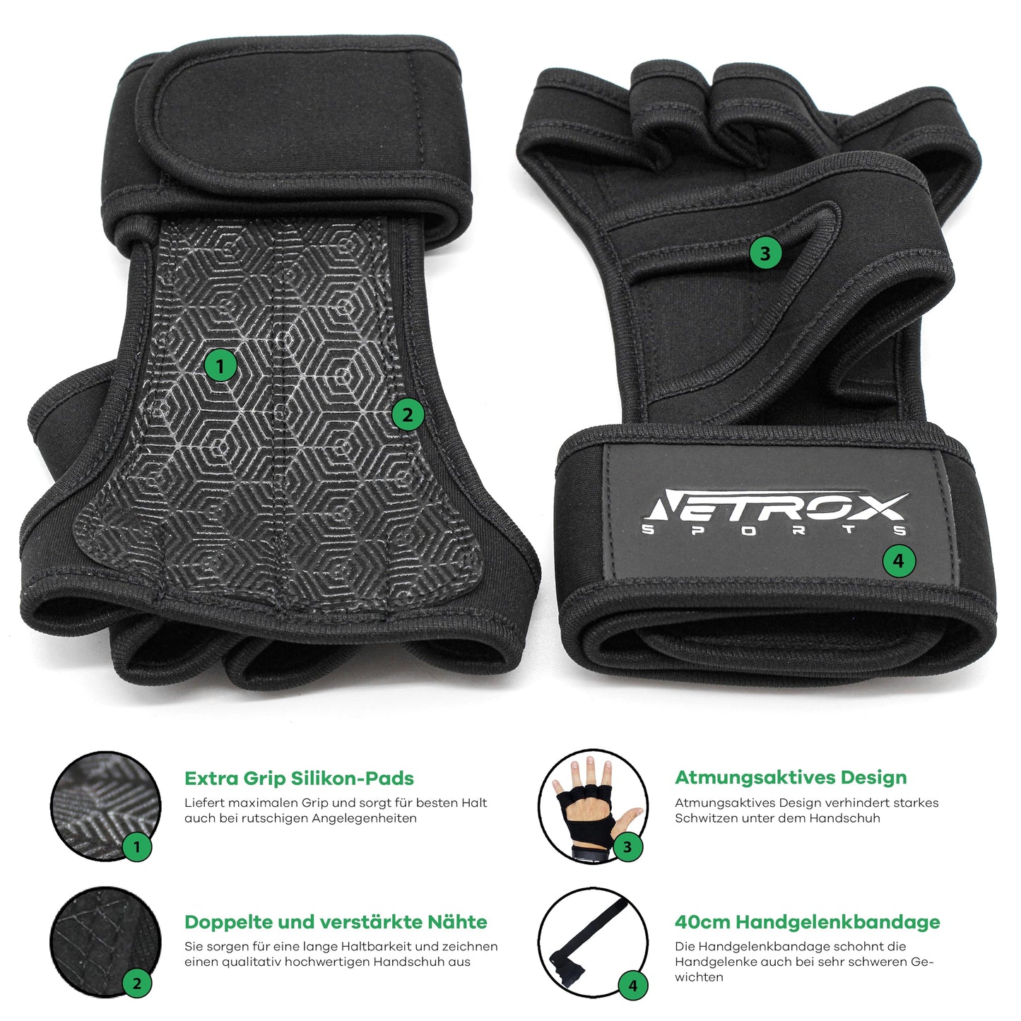 NetroxSports - Training gloves with wrist support for strength training - Fitness gloves for gym with wrist protection for men & women - Sports gloves for fitness training.