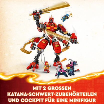 LEGO NINJAGO Kai's Ninja Climbing Mech set, ninja toy with buildable action figure and 4 mini-figures, adventure set for kids, birthday gift for 9-year-old boys and girls 71812.