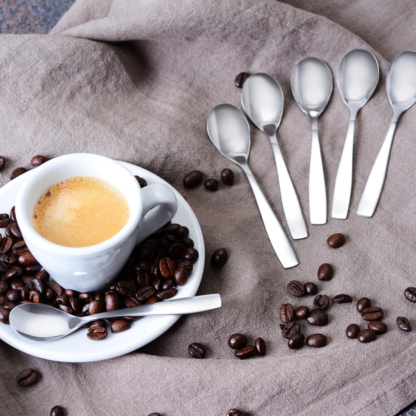 GRÄWE Espresso Spoon, Coffee Spoon Set, 24 Pieces, Teaspoon, Stainless Steel, Dessert Spoon, Demitasse Spoon, Sugar Spoon, Small Spoon, High Gloss Polished, Dishwasher Safe, Königstein Series.