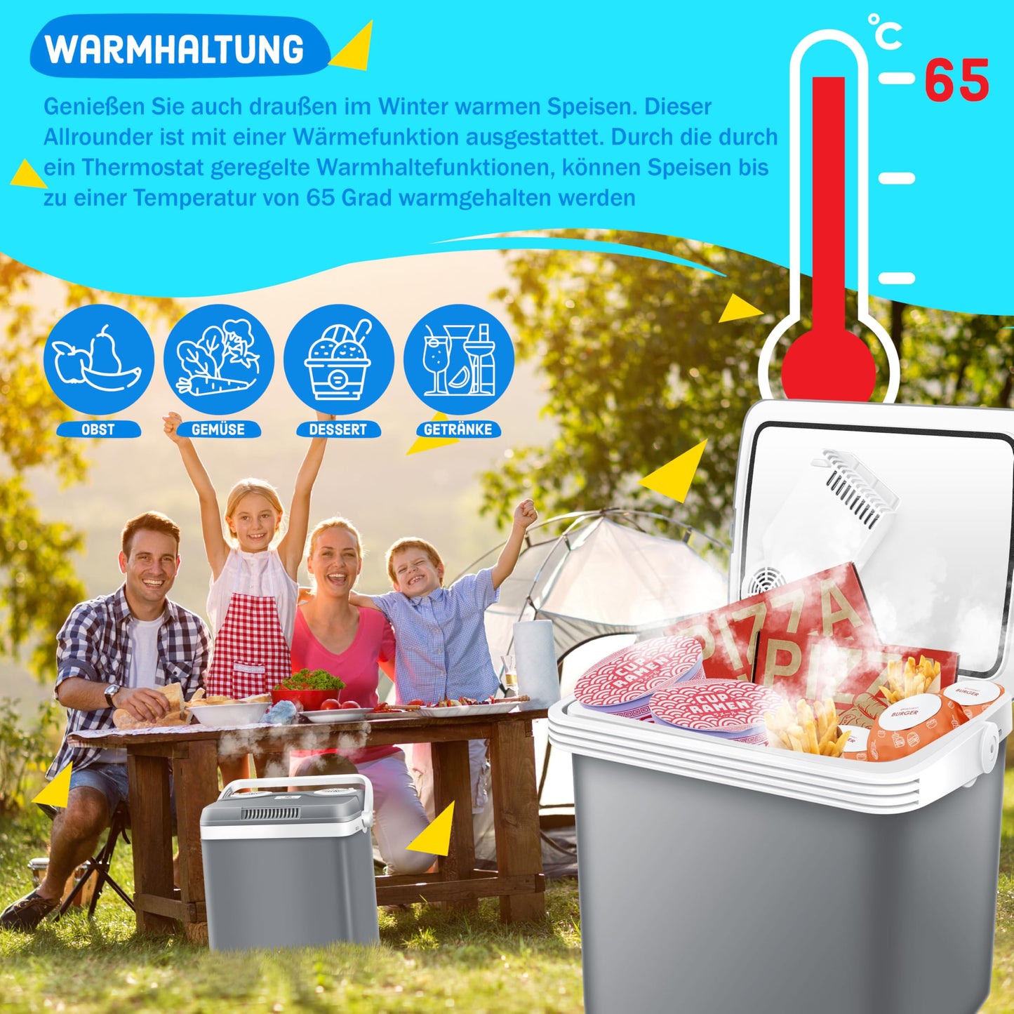 KESSER® Cooler Box Thermobox 32 liters | Thermo-Electric Cooler Box | COOLS and WARMS | 12 & 230V | Cooler Box for Car, Boat & Camping | Mini Fridge with ECO & MAX Mode | incl. Cooling Packs