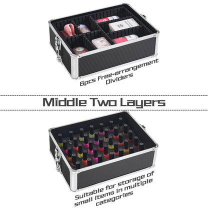 Yaheetech 5-in-1 hard shell cosmetic case, lockable makeup case, large hairdresser case with 360° rotating wheels, ample storage