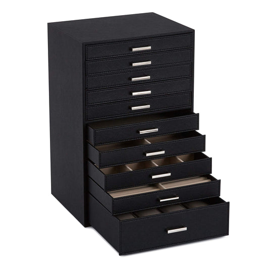 Mondeer Extra Large Jewelry Box, Jewelry Box Organizer for Necklaces Earrings Bracelets Rings, 10 Layers PU Leather Jewelry Storage Bag Women Girls Ladies Gift, Black